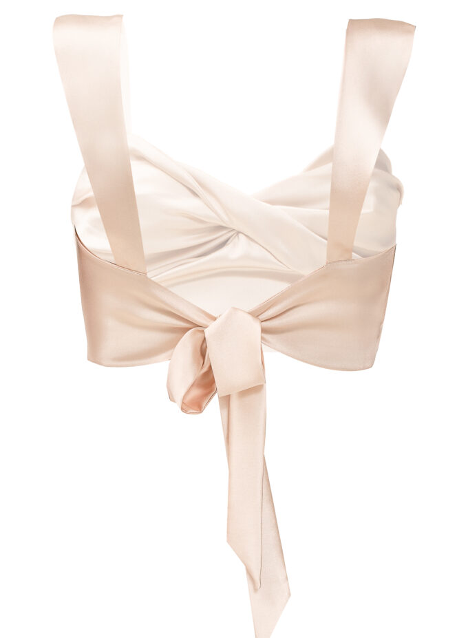 Silk Knot-Detailed Top In Ecru