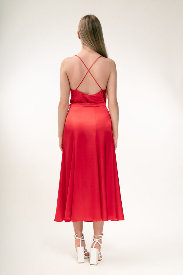 Silk Flared Skirt In Red - Image 4