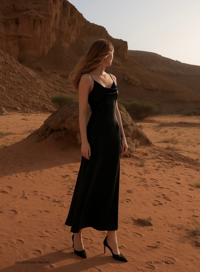 Silk Open Back Maxi Dress In Black