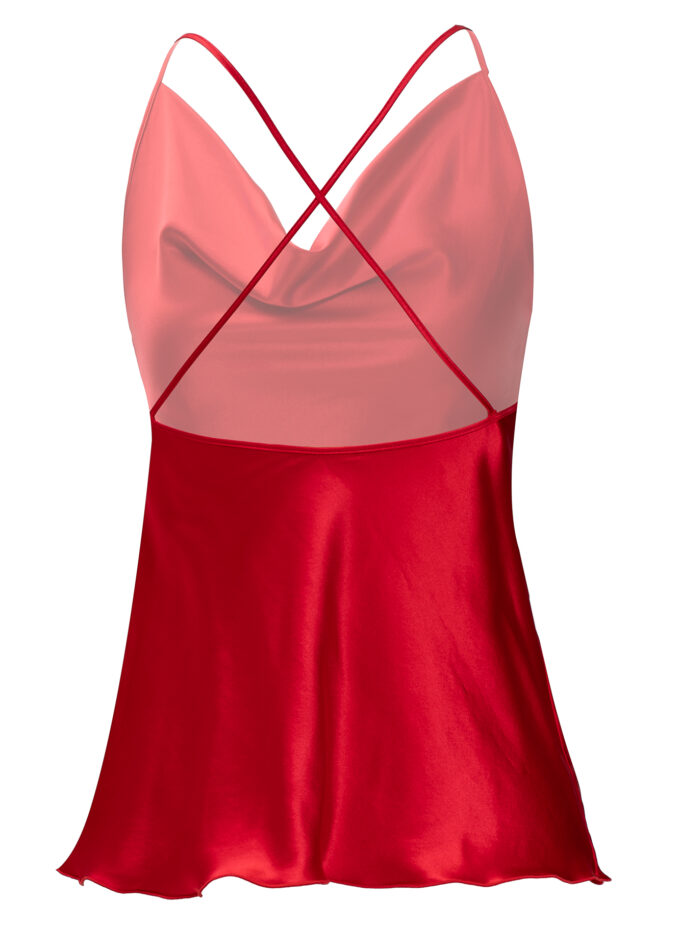 Silk Cowl Neckline Top In Red