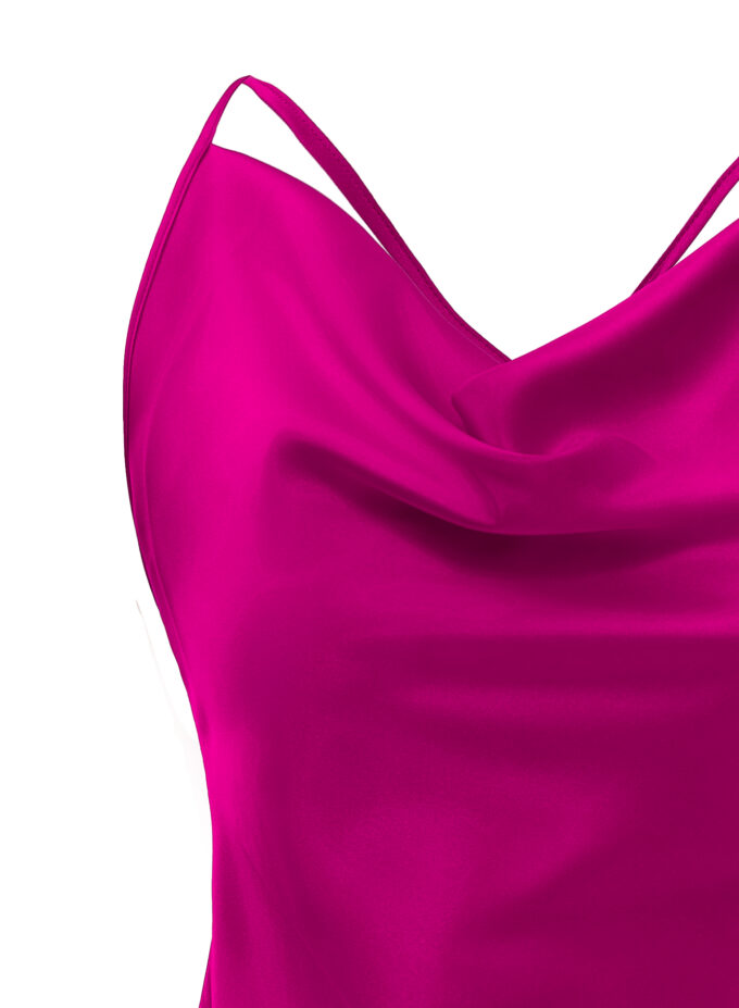 Silk Cowl Neckline Top In Fuchsia