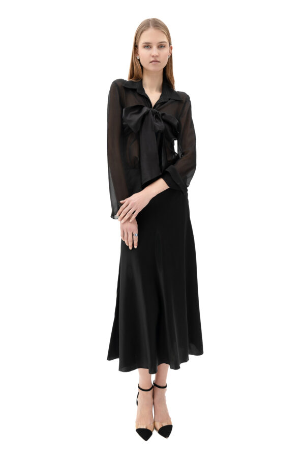 Velvet Burnout Semi Sheer Shirt In Black