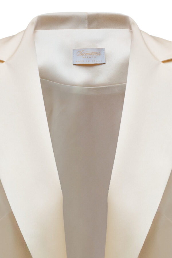 Silk Blazer In Cream - Image 6