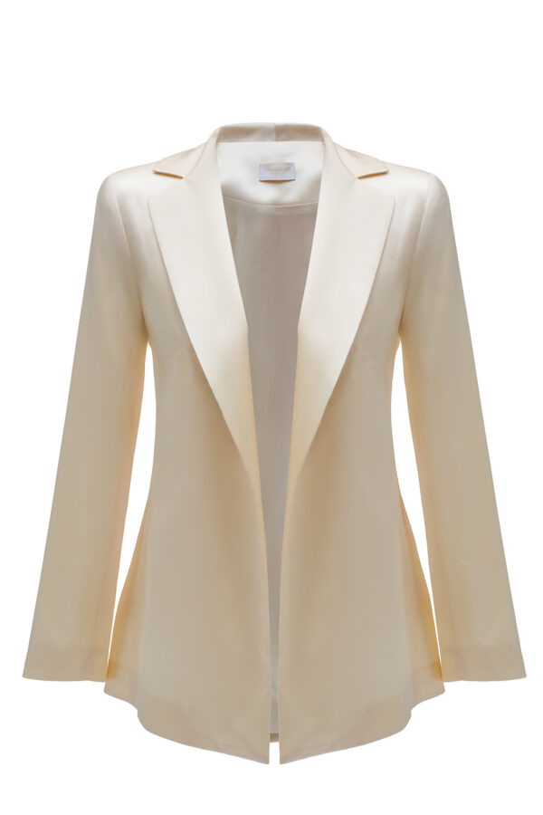 Silk Blazer In Cream - Image 7