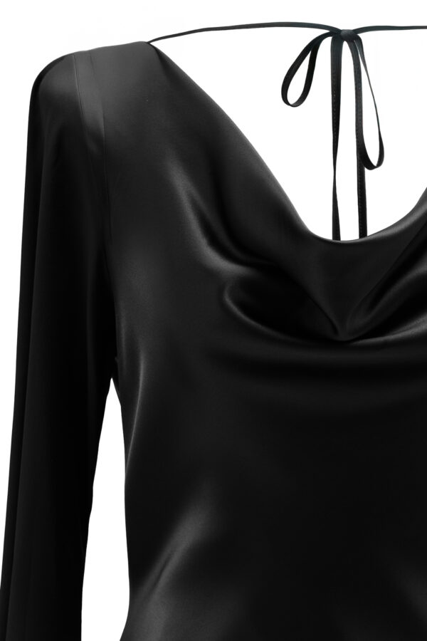 Silk Cowl Neck Blouse In Black - Image 3