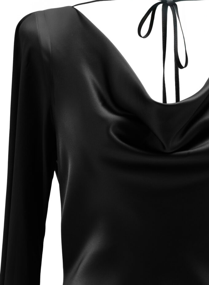 Silk Cowl Neck Blouse In Black