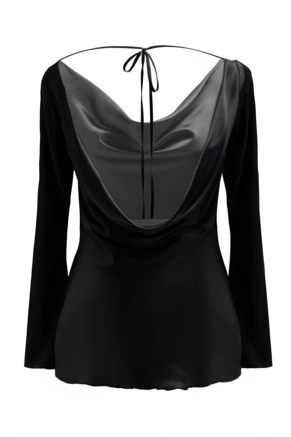 Silk Cowl Neck Blouse In Black - Image 5
