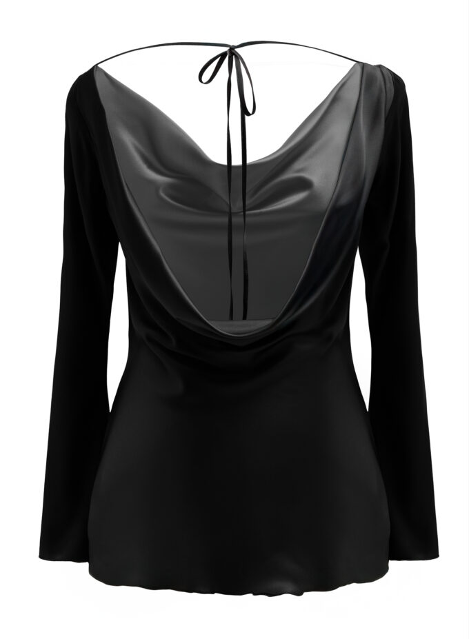 Silk Cowl Neck Blouse In Black