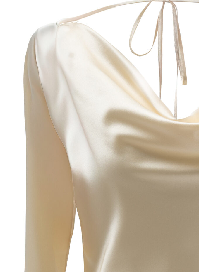 Silk Cowl Neck Blouse In Cream