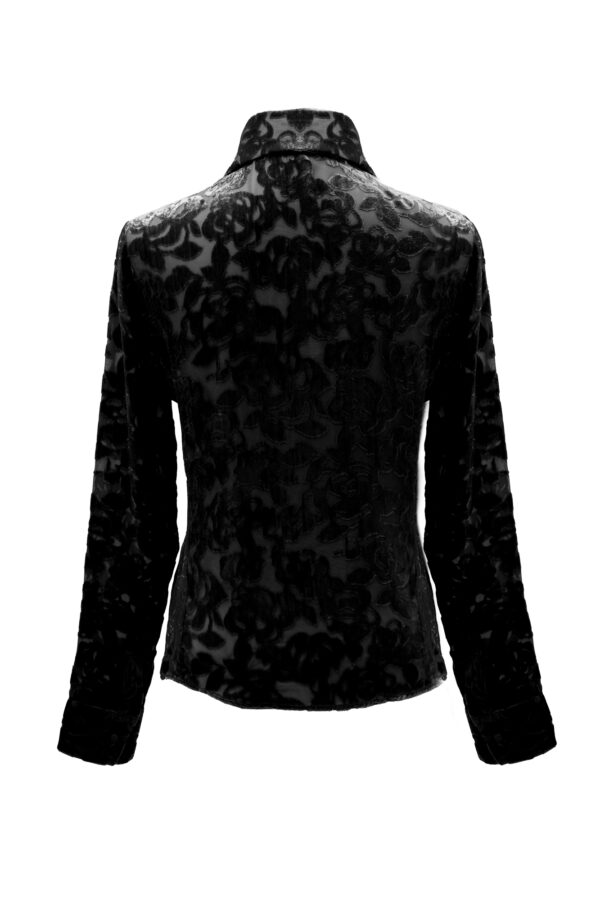 Silk Sheer Bow-Tie Shirt In Black - Image 5
