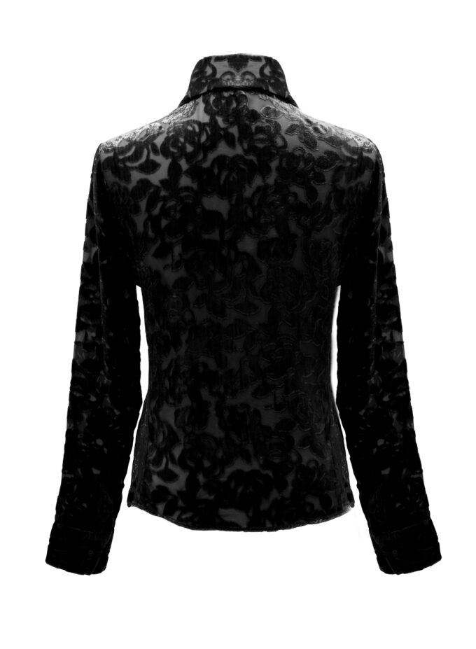 Silk Sheer Bow-Tie Shirt In Black