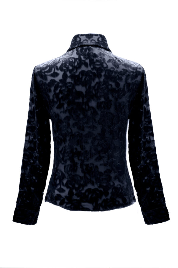 Velvet Burnout Semi Sheer Shirt In Midnight Blue - Image 6