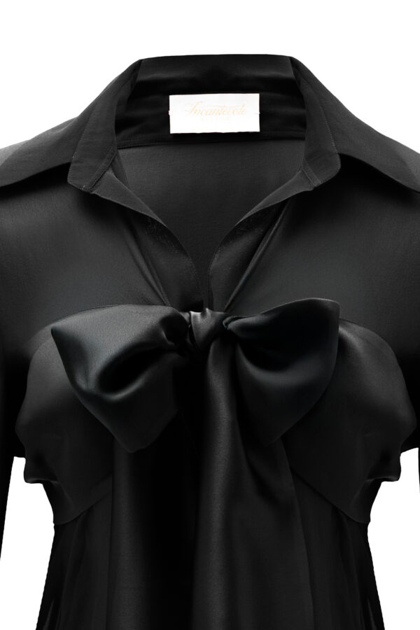 Velvet Burnout Semi Sheer Shirt In Black - Image 5