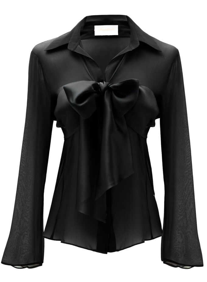 Velvet Burnout Semi Sheer Shirt In Black