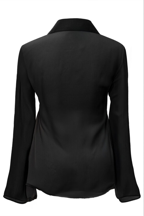 Velvet Burnout Semi Sheer Shirt In Black - Image 7