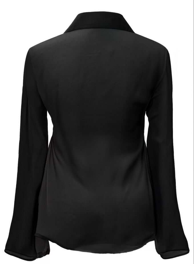 Velvet Burnout Semi Sheer Shirt In Black