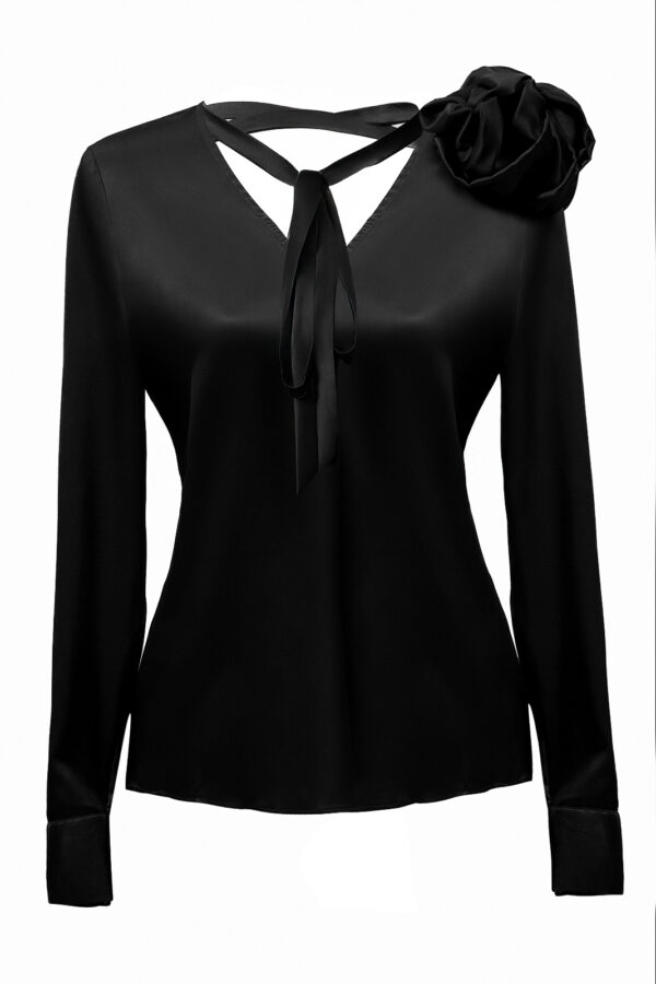 Silk Embellished Blouse In Black - Image 2