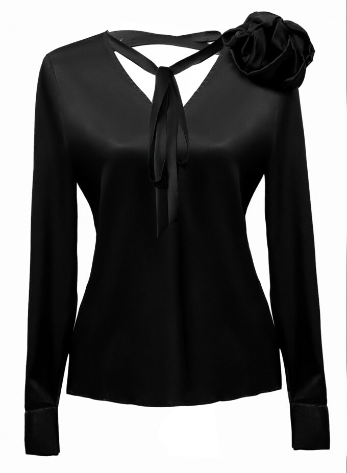 Silk Embellished Blouse In Black