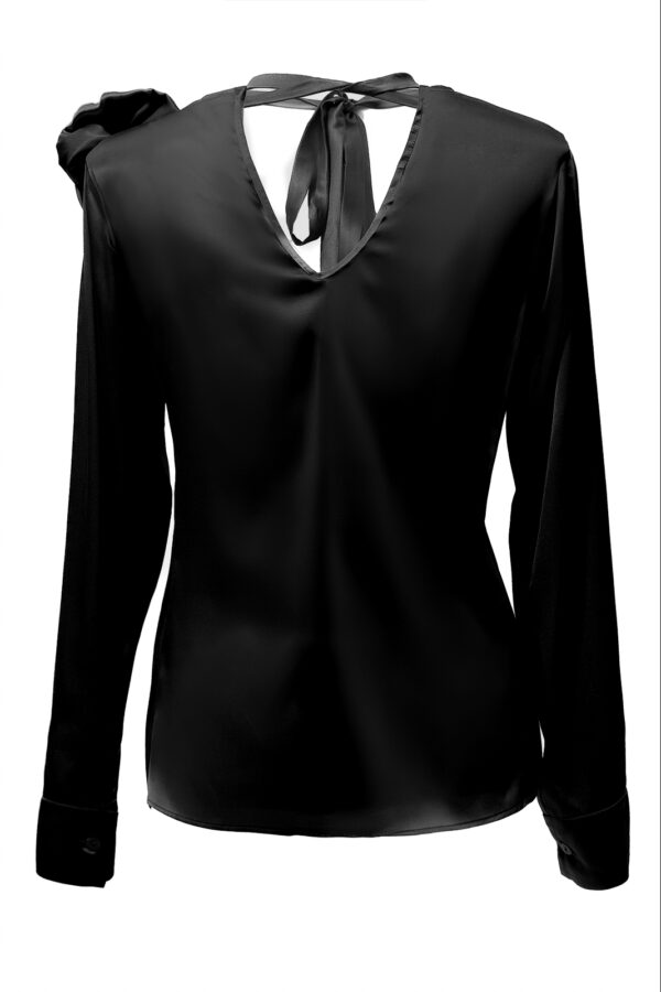 Silk Embellished Blouse In Black - Image 4