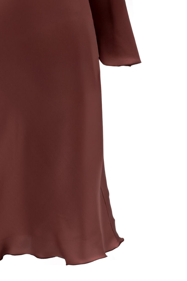 Silk Cowl Neck Short Dress In Rose Brown - Image 4