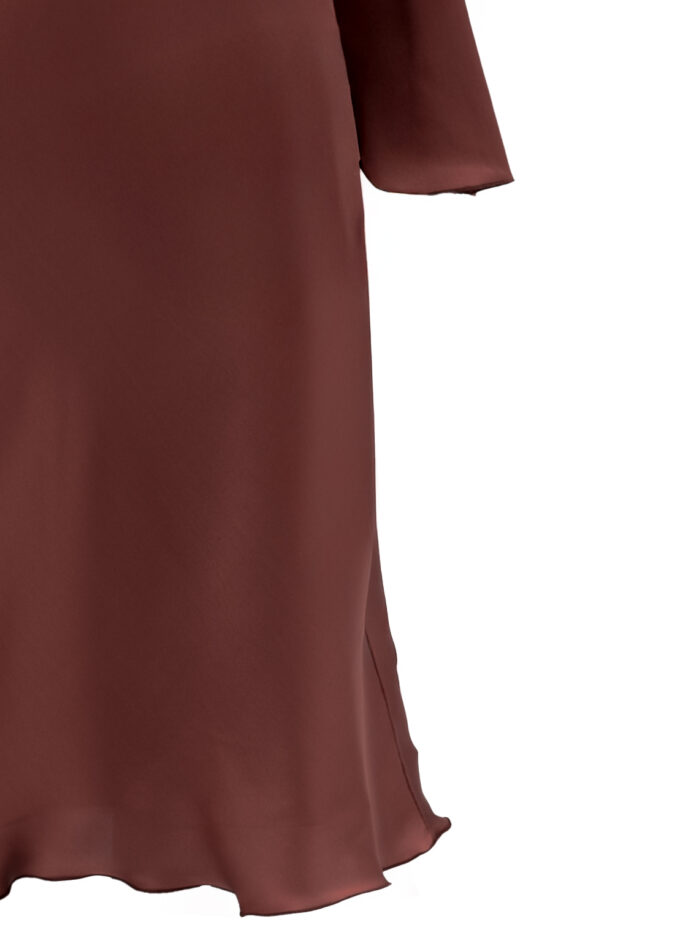 Silk Cowl Neck Short Dress In Rose Brown