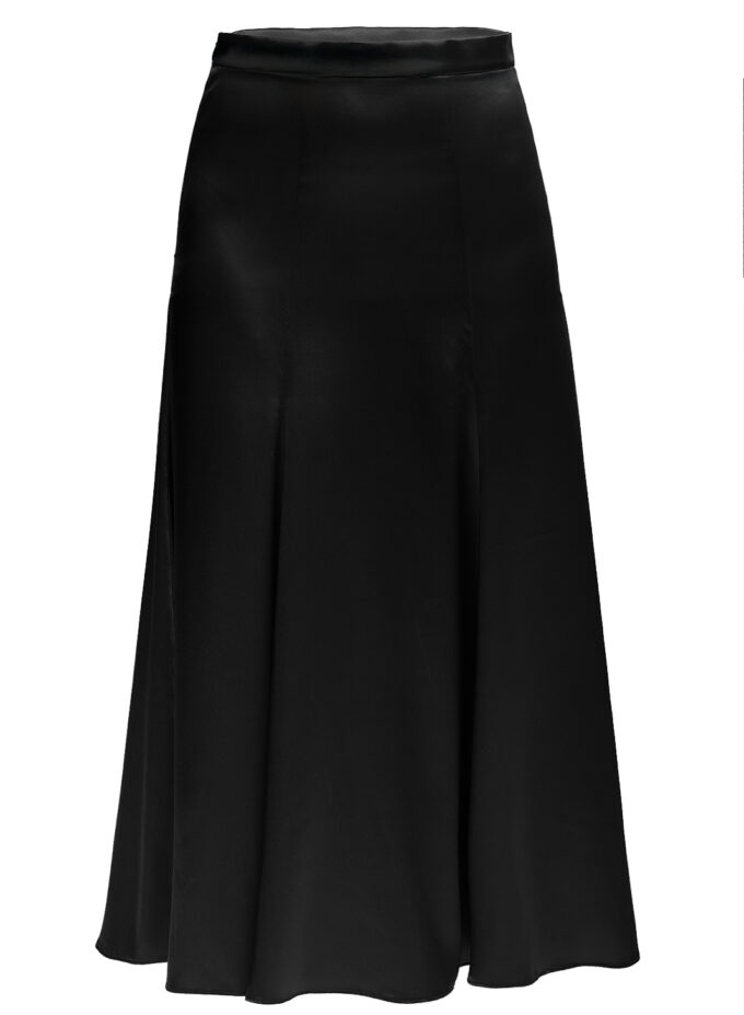 Silk Flared Skirt In Black