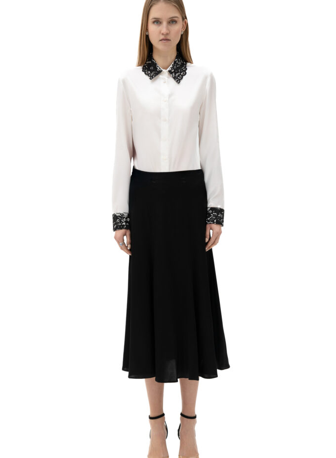 Silk Flared Skirt In Black