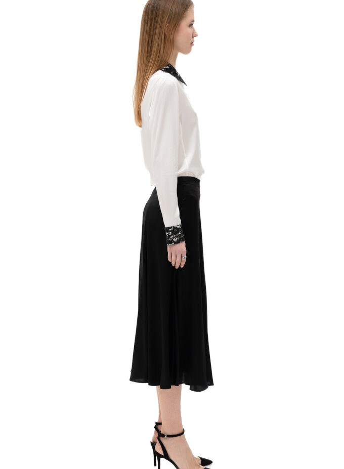 Silk Flared Skirt In Black