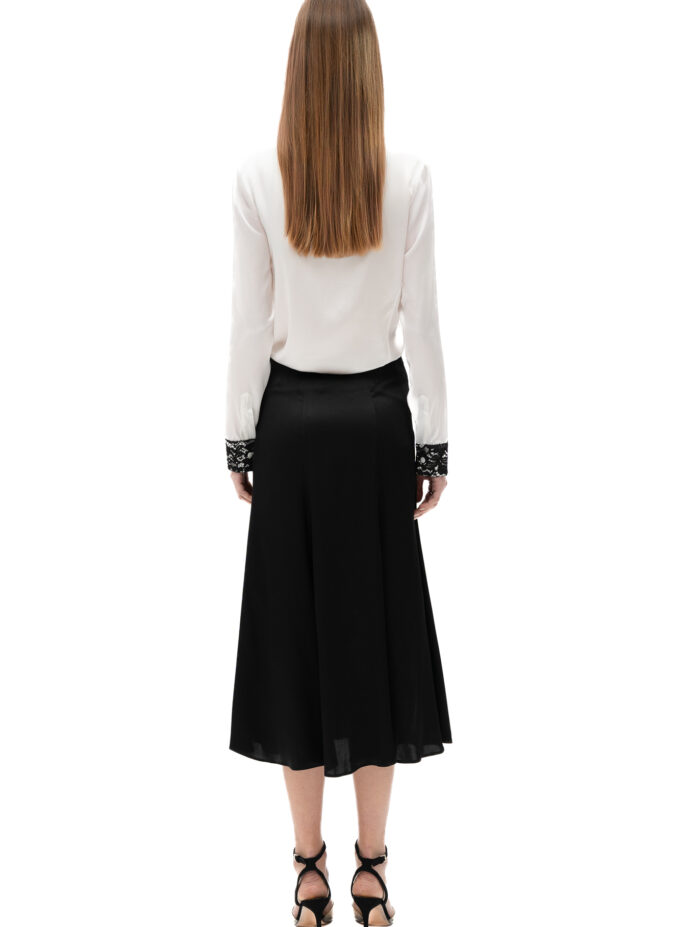 Silk Flared Skirt In Black