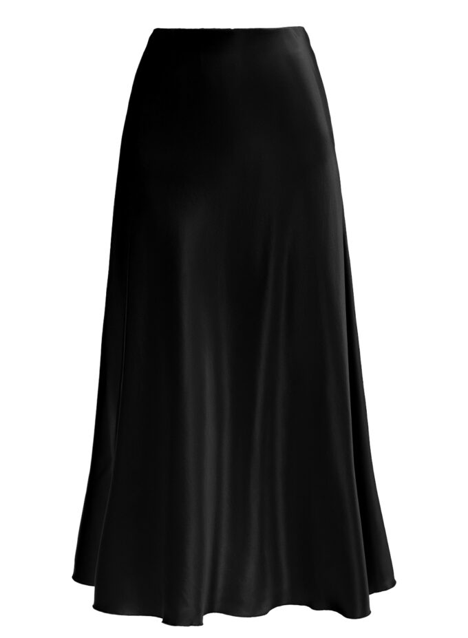 Silk A-Line Skirt In Black