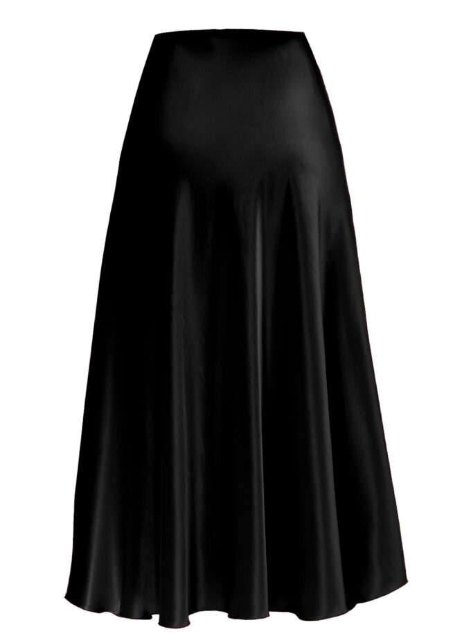 Silk A-Line Skirt In Black