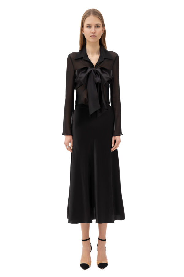 Velvet Burnout Semi Sheer Shirt In Black - Image 2