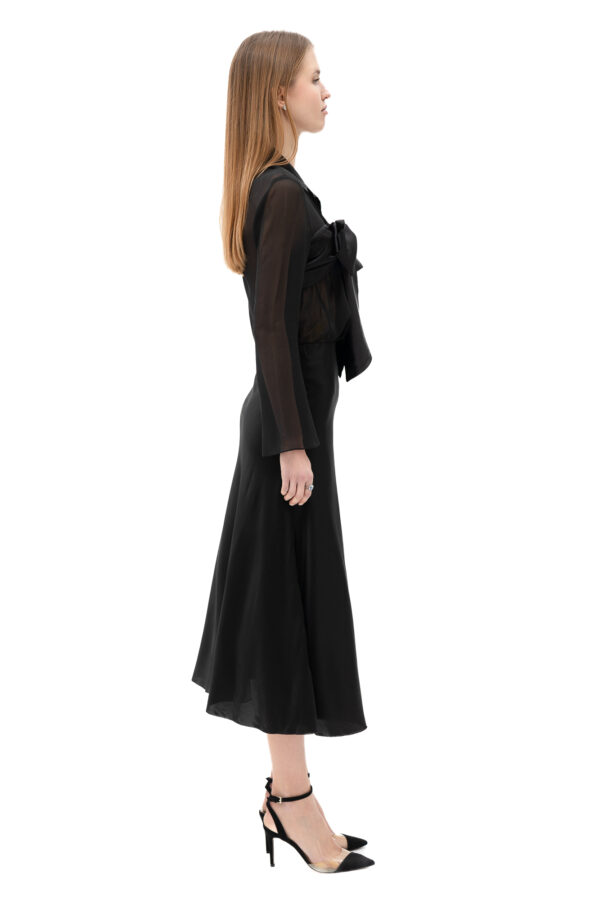 Velvet Burnout Semi Sheer Shirt In Black - Image 4