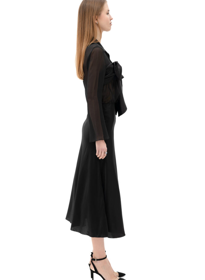 Velvet Burnout Semi Sheer Shirt In Black