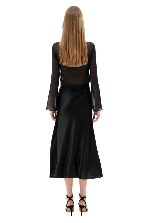 Velvet Burnout Semi Sheer Shirt In Black - Image 3