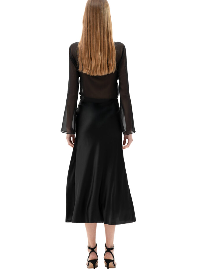 Velvet Burnout Semi Sheer Shirt In Black