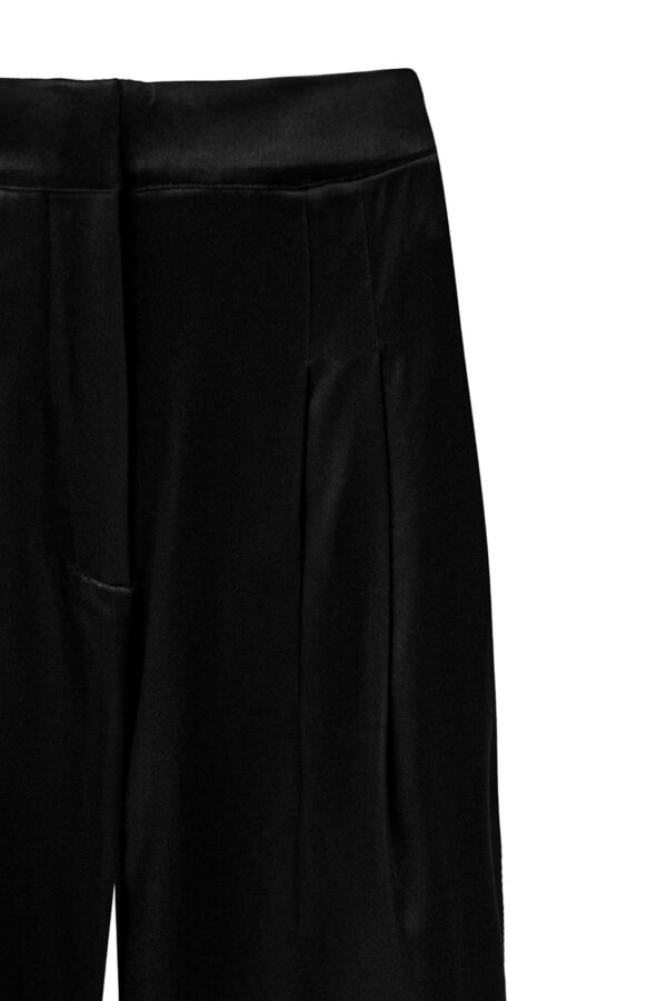 Silk High-Waisted Trousers In Black - Image 6