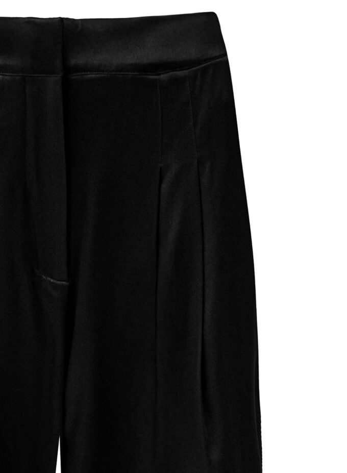 Silk High-Waisted Trousers In Black