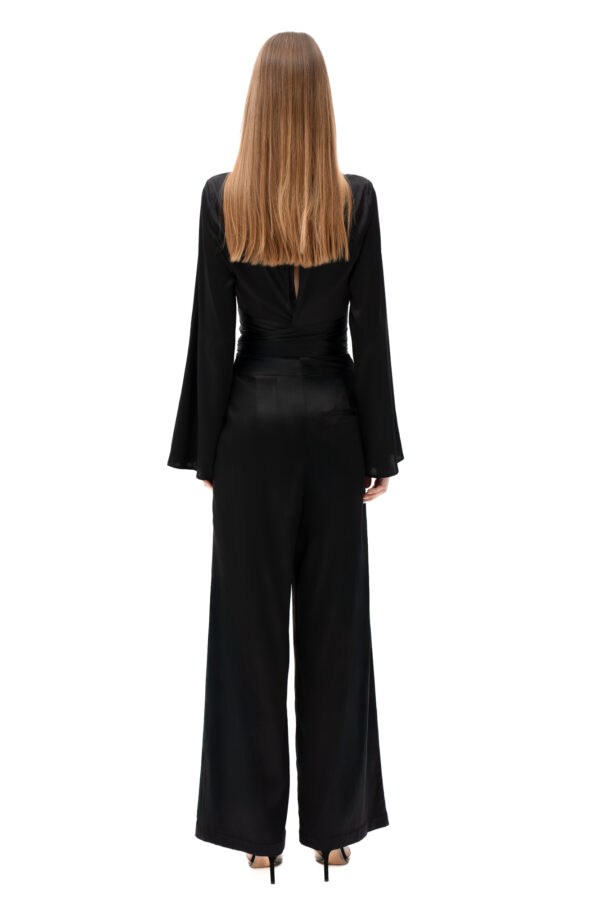Silk High-Waisted Trousers In Black - Image 4