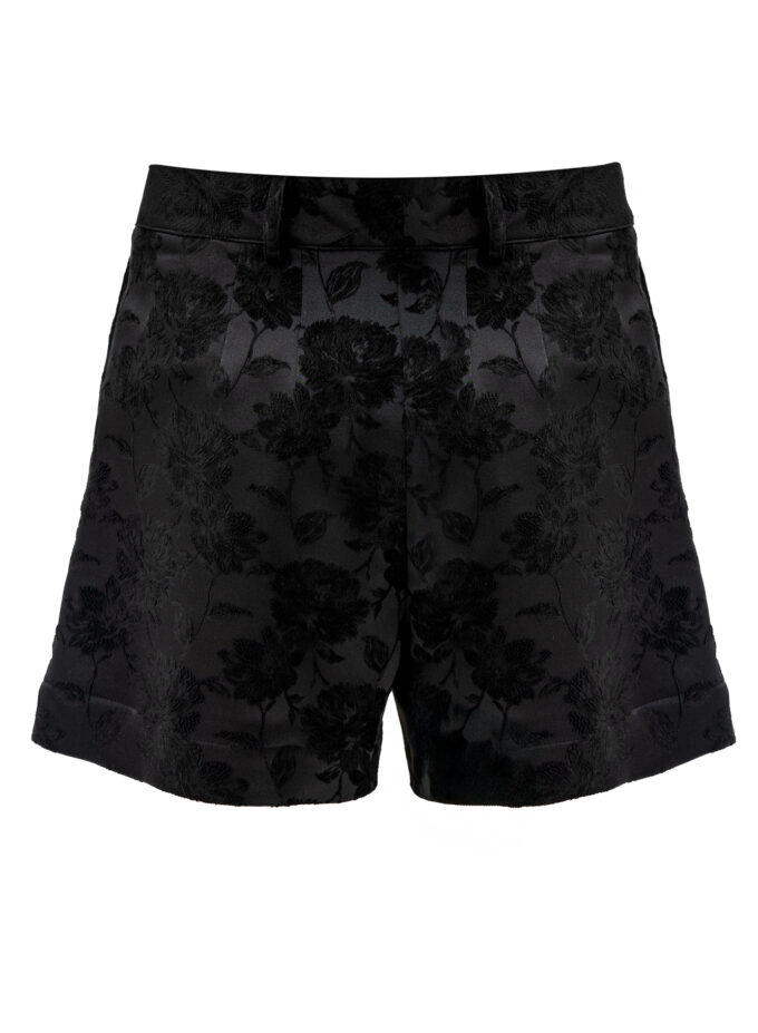 Jacquard Pleated Shorts In Black