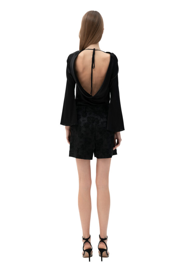 Silk Cowl Neck Blouse In Black - Image 2
