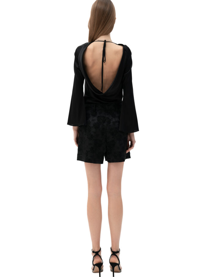 Silk Cowl Neck Blouse In Black