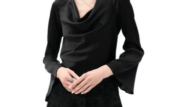 Silk Cowl Neck Blouse In Black