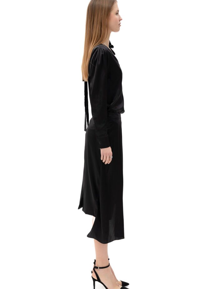 Silk Asymmetric Skirt In Black