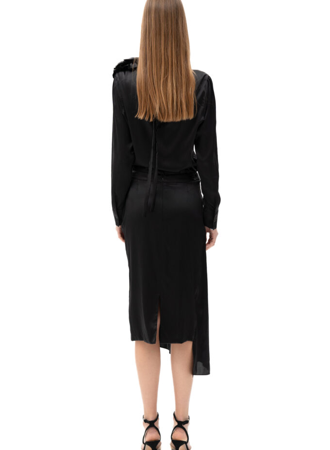 Silk Asymmetric Skirt In Black