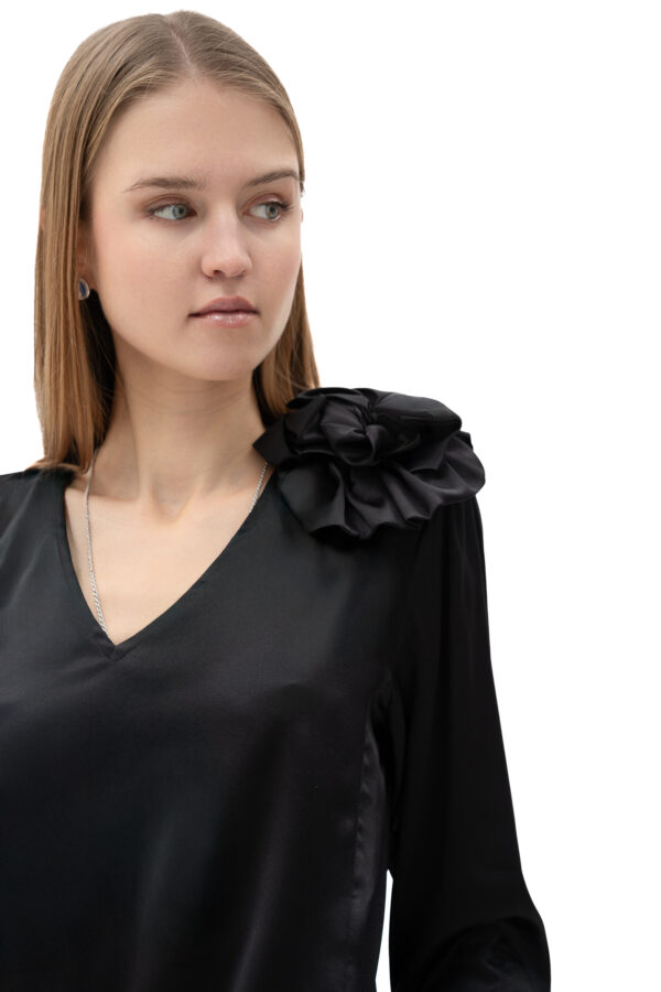 Silk Embellished Blouse In Black
