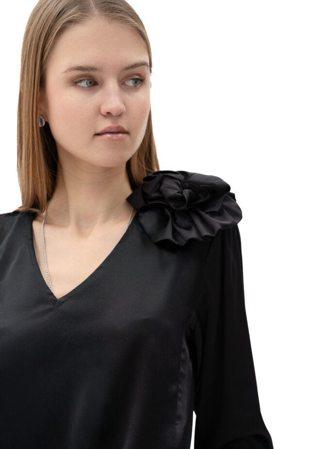 Silk Embellished Blouse In Black