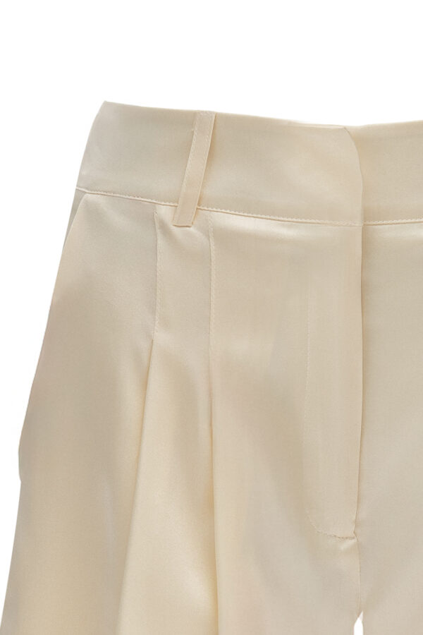 Silk Pleated Shorts In Cream - Image 8