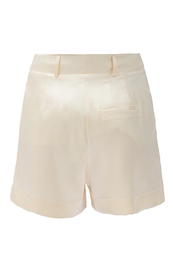 Silk Pleated Shorts In Cream - Image 5