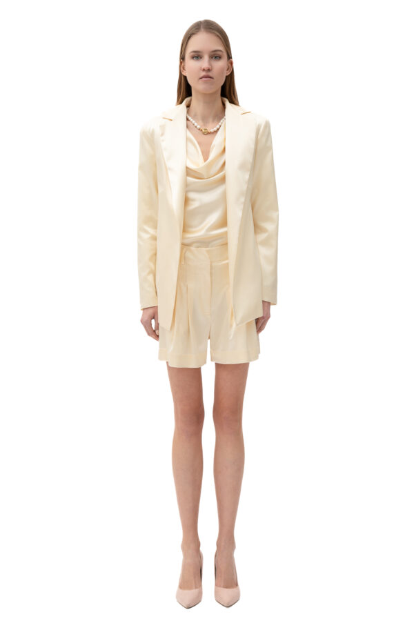 Silk Blazer In Cream - Image 2